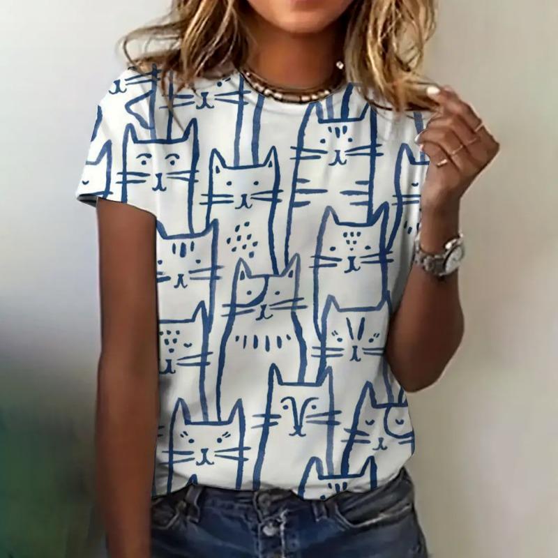 Summer Vintage Line Cat 3D Print T-shirts Women Streetwear Casual Fashion Y2k Short Sleeve T Shirt S
Summer Vintage Line Cat 3D Print T-shirts Women Streetwear Casual Fashion Y2k Short Sleeve T Shirt S