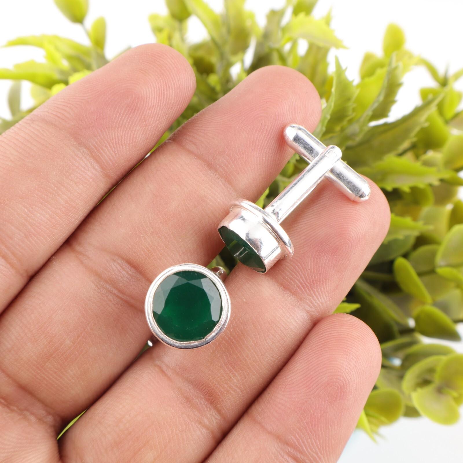 Green Onyx Gemstone 925 Solid Silver Handmade Groom Cufflinks 0.50 For Wedding CL-4-21
Green Onyx Gemstone 925 Solid Silver Handmade Groom Cufflinks 0.50 For Wedding CL-4-21