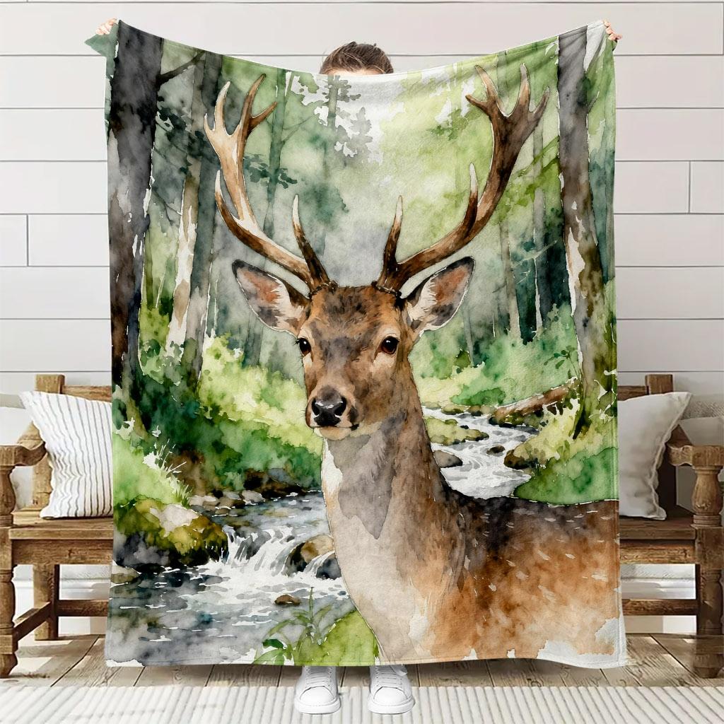 1pc Comfortable Forest Deer Theme Flannel Blanket Polyester, Soft and Breathable, Ideal for All Seasons, Perfect Gift for 75x90cm
1pc Comfortable Forest Deer Theme Flannel Blanket Polyester, Soft and Breathable, Ideal for All Seasons, Perfect Gift for 75x90cm