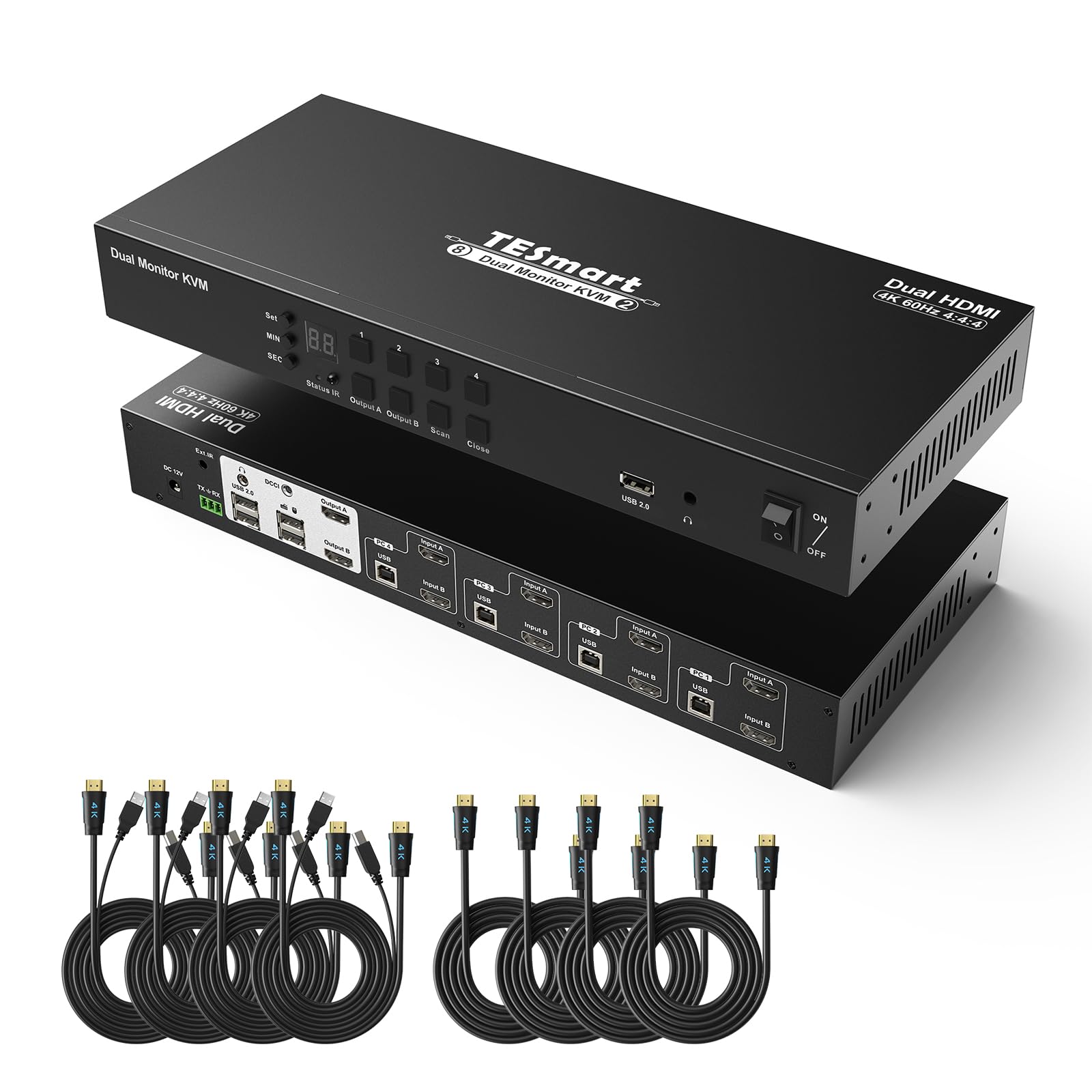 TESmart KVM-перемикач 4 входи 2 виходи KVM з двома моніторами HDMI 4-портовий перемикач 4 комп ютери 2 дисплеї перемикач Потужна сумісність з мишею та клавіатурою EDID
TESmart KVM-перемикач 4 входи 2 виходи KVM з двома моніторами HDMI 4-портовий перемикач 4 комп ютери 2 дисплеї перемикач Потужна сумісність з мишею та клавіатурою EDID