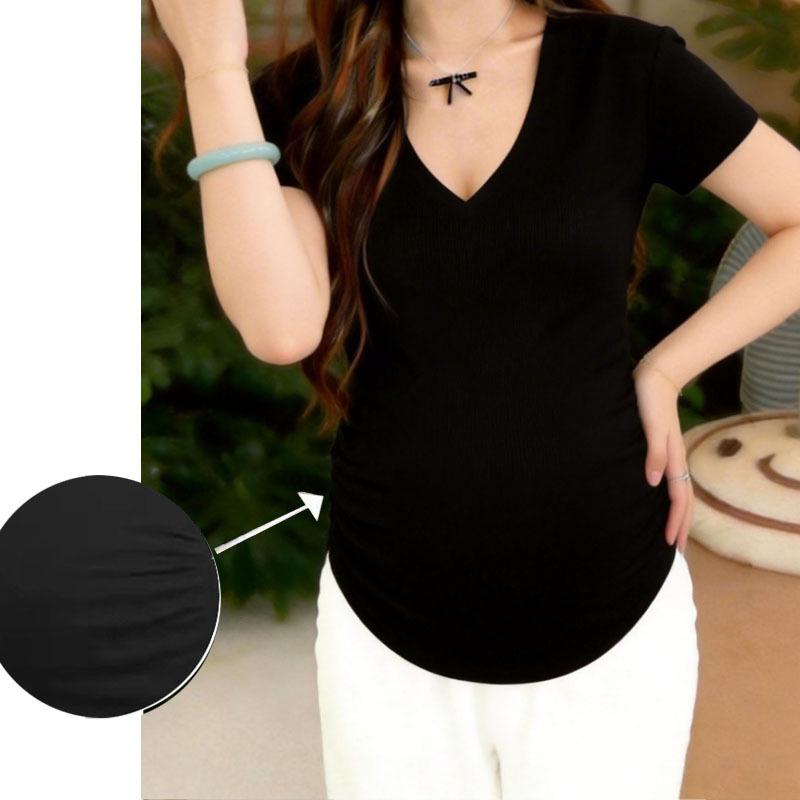 Korean Style Summer V-Neck Flutter Sleeve Maternity T-shirt - Loose, Belly Covering, Slimming, Trendy Design L for 105-125 lbs
Korean Style Summer V-Neck Flutter Sleeve Maternity T-shirt - Loose, Belly Covering, Slimming, Trendy Design L for 105-125 lbs