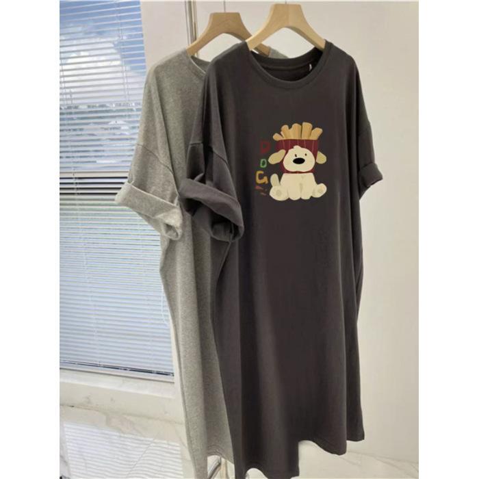 Korean-style Casual Large-sized Short-sleeved Lazy Dress, Mid-length T-shirt Dress for Women, Loose and Slimming Slit Cartoon Dress 3XL темно-серого
Korean-style Casual Large-sized Short-sleeved Lazy Dress, Mid-length T-shirt Dress for Women, Loose and Slimming Slit Cartoon Dress 3XL темно-серого