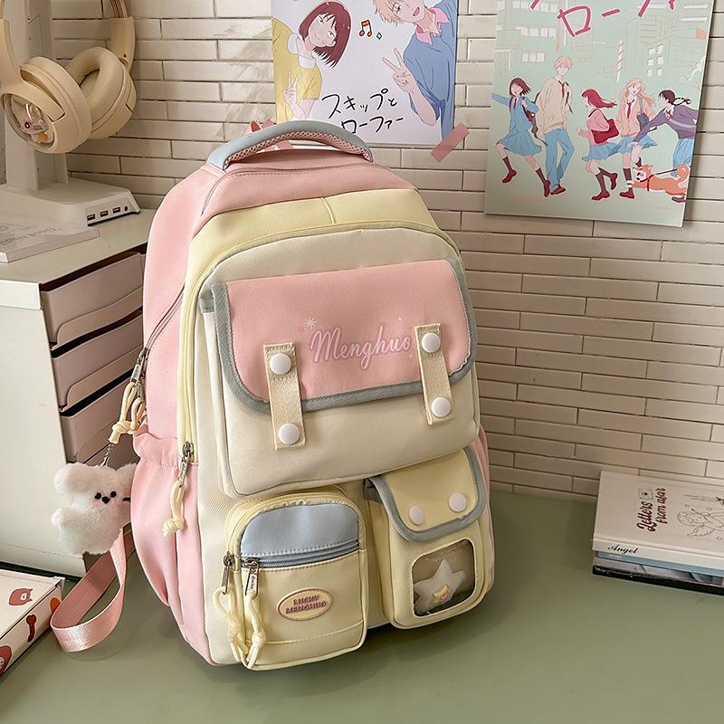 junior high school students, cute Korean version of color matching computer backpack, large-capacity high school student class backpack single pack
junior high school students, cute Korean version of color matching computer backpack, large-capacity high school student class backpack single pack
