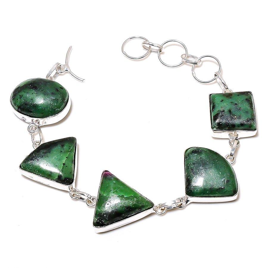 Подарочный браслет ручной работы из стерлингового серебра 925 пробы с натуральным рубином и драгоценным камнем зозитом 8 дюймов l2i61 
Подарочный браслет ручной работы из стерлингового серебра 925 пробы с натуральным рубином и драгоценным камнем зозитом 8 дюймов l2i61