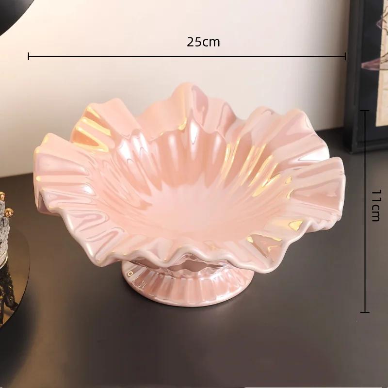 Fruit Platter Ceramic Tray Wave Edge High-legged Tray Desktop Storage Container Snack Plate Home Decoration Accessories рожевий
Fruit Platter Ceramic Tray Wave Edge High-legged Tray Desktop Storage Container Snack Plate Home Decoration Accessories рожевий