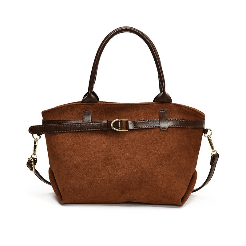 Матовая ретро сумка женская большой вместимости новая весенне-летняя повседневная на плечо сумка-тоут для поездок на работу коричневый