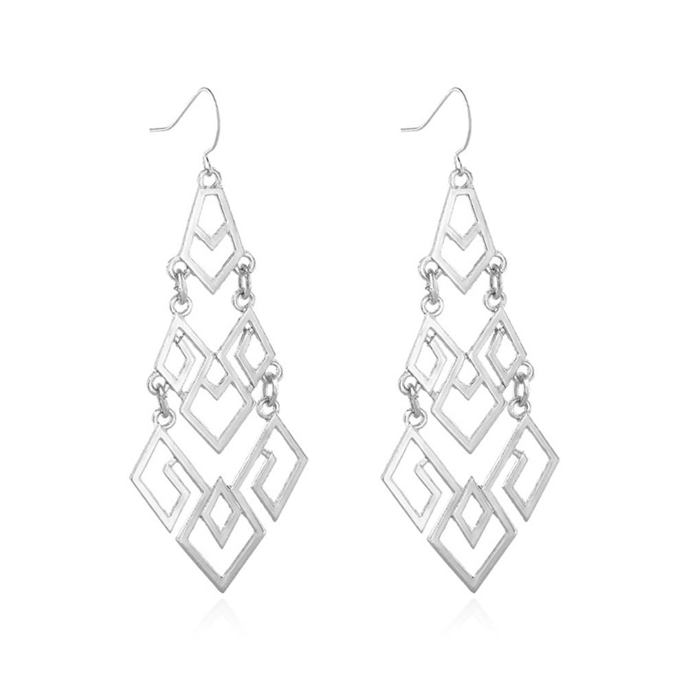 Women Diamond Hollowing Long Exaggeration Geometry Earrings Silver #1
Women Diamond Hollowing Long Exaggeration Geometry Earrings Silver #1