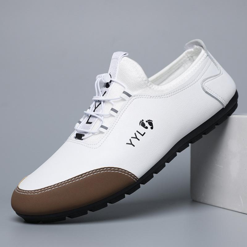 Кроссовки Женская обувь Платформа Лоферы Шнуровка Кожаные Балетки Тренд 2025 Весна Повседневная Обувь для Мамы Мода Официальная Женская 43 белый