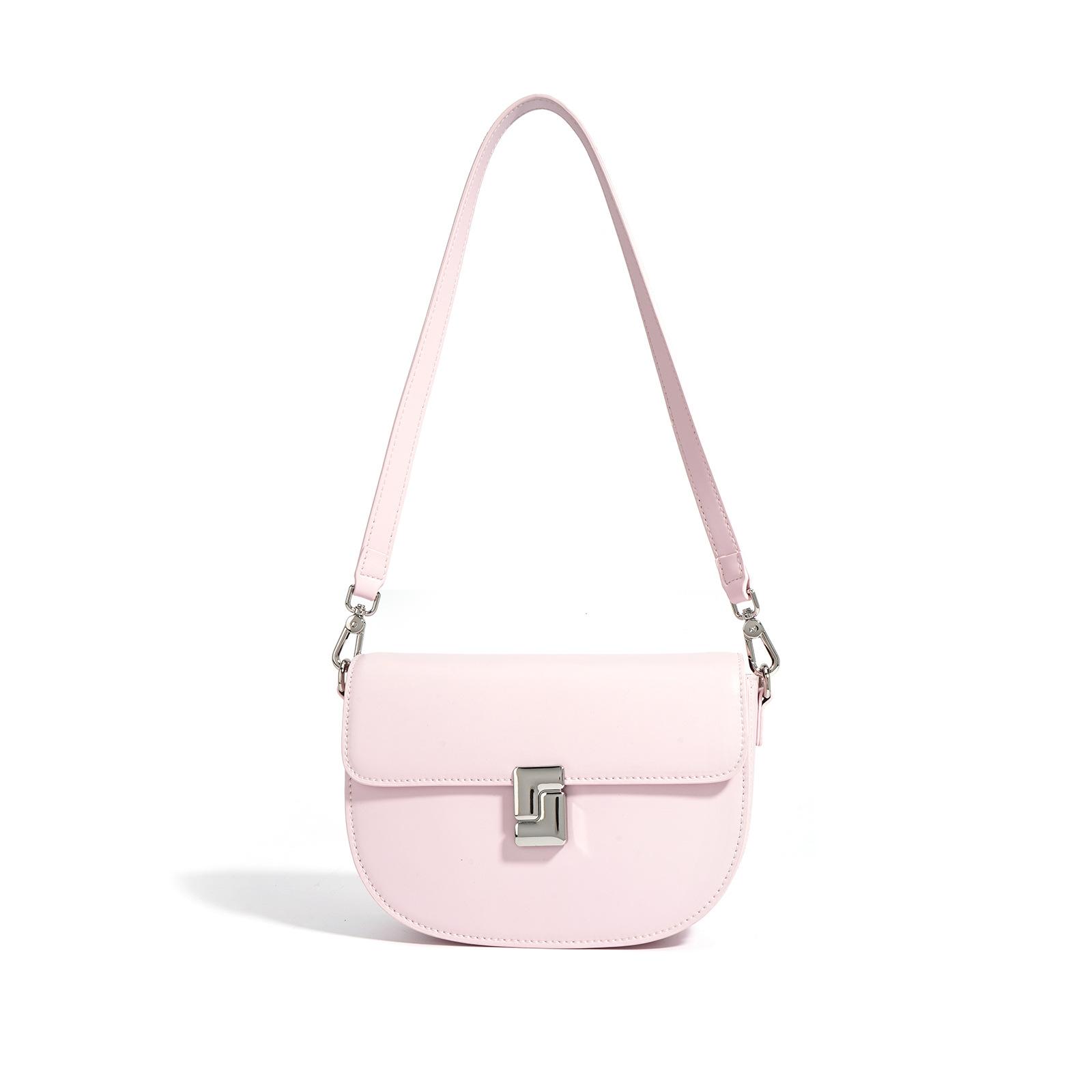 Весенняя кожаная сумка-седло женская простая повседневная универсальная сумка-мессенджер из коровьей кожи новая сумка под мышкой с высоким чувством стиля розовый