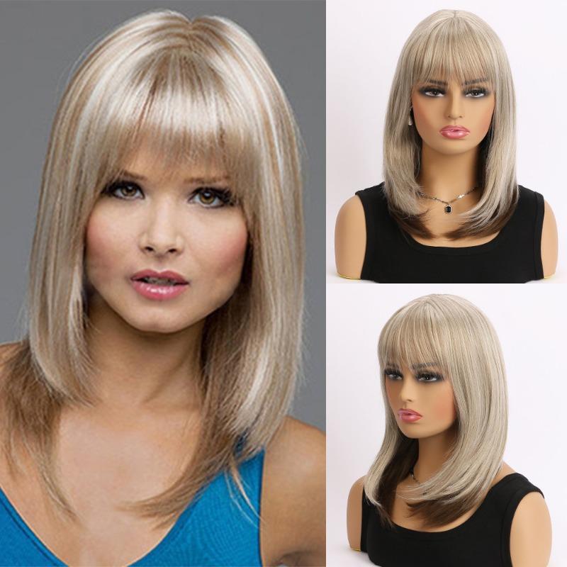Synthetic Hair Wigs Short Bob Wig Bangs White Women Mixed Brown Straight Natural Mommy Wig Old Lady Costume Female Daily
Synthetic Hair Wigs Short Bob Wig Bangs White Women Mixed Brown Straight Natural Mommy Wig Old Lady Costume Female Daily