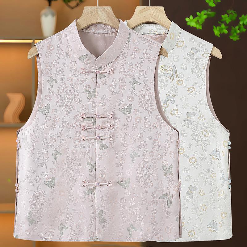 Chinese Style Frog Button Jacquard Vest for Middle-Aged Women - Spring/Autumn Collection 3XL for 140-155 jin
Chinese Style Frog Button Jacquard Vest for Middle-Aged Women - Spring/Autumn Collection 3XL for 140-155 jin