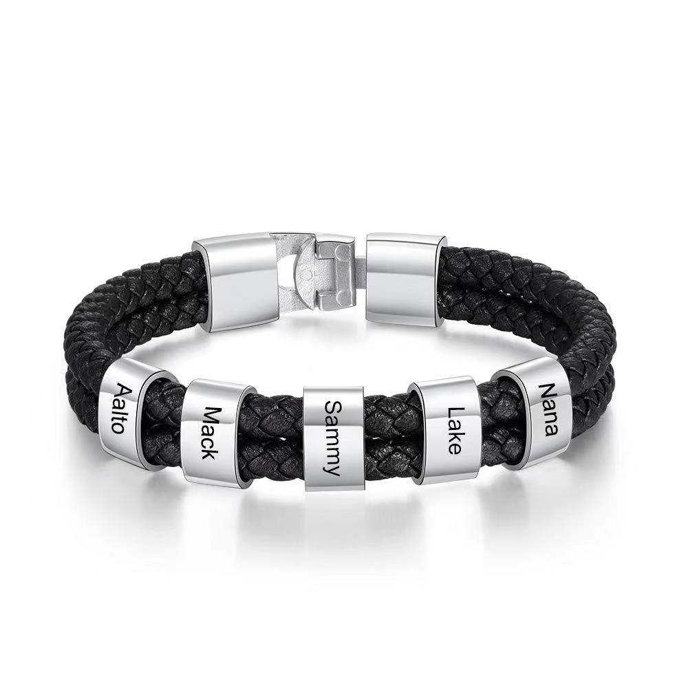 Custom Family Names Beads Bracelet Men Personalized Engraved Accessory Black Leather Stainless Steel Bangle Father s Day Gift 19cm серебряный
Custom Family Names Beads Bracelet Men Personalized Engraved Accessory Black Leather Stainless Steel Bangle Father s Day Gift 19cm серебряный