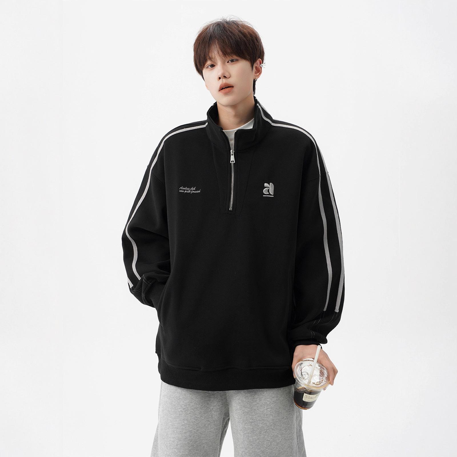 Striped Stand-up Collar Couple Sweater Men s Autumn Tide Brand Retro Half Zipper Top Design Sense Heavy Sports Jacket 3XL чорний
Striped Stand-up Collar Couple Sweater Men s Autumn Tide Brand Retro Half Zipper Top Design Sense Heavy Sports Jacket 3XL чорний