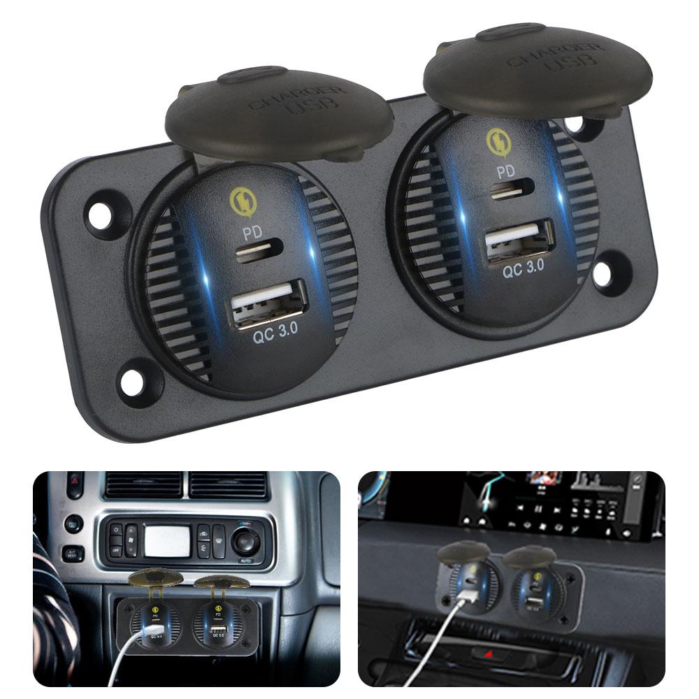36W Power Adapter Panel QC3.0 & Type-C 12V/24V Dual USB Quick Charge for Marine Boat Motorcycle Truck Camper Outlet Car Charger
36W Power Adapter Panel QC3.0 & Type-C 12V/24V Dual USB Quick Charge for Marine Boat Motorcycle Truck Camper Outlet Car Charger