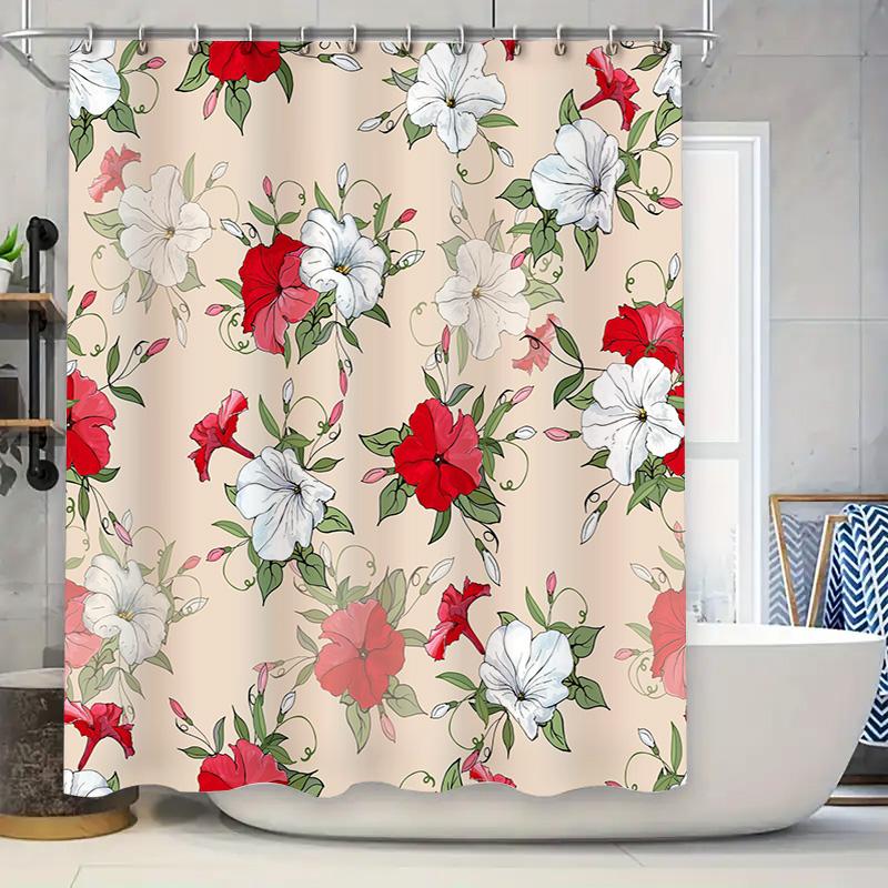 Beautiful White Red Floral Print Shower Curtain Decor for Bathroom Bathing Room Decorations Set Quick Dry Material with Hooks in 90x180cm
Beautiful White Red Floral Print Shower Curtain Decor for Bathroom Bathing Room Decorations Set Quick Dry Material with Hooks in 90x180cm