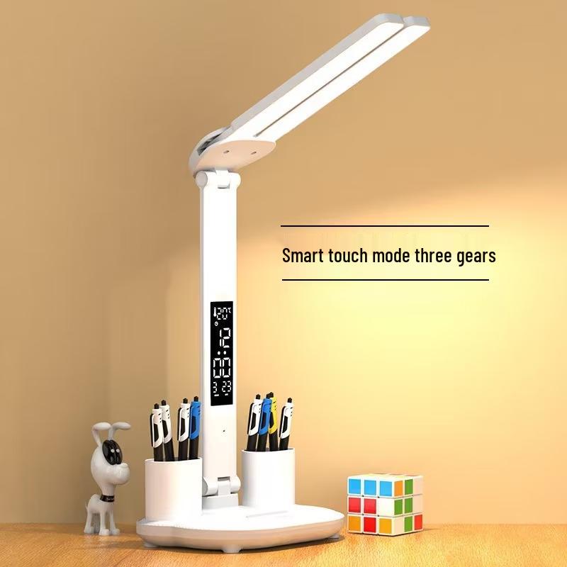 oeny Dual-Head Eye-Caring Desk Lamp with Clock & Pen Holder
oeny Dual-Head Eye-Caring Desk Lamp with Clock & Pen Holder