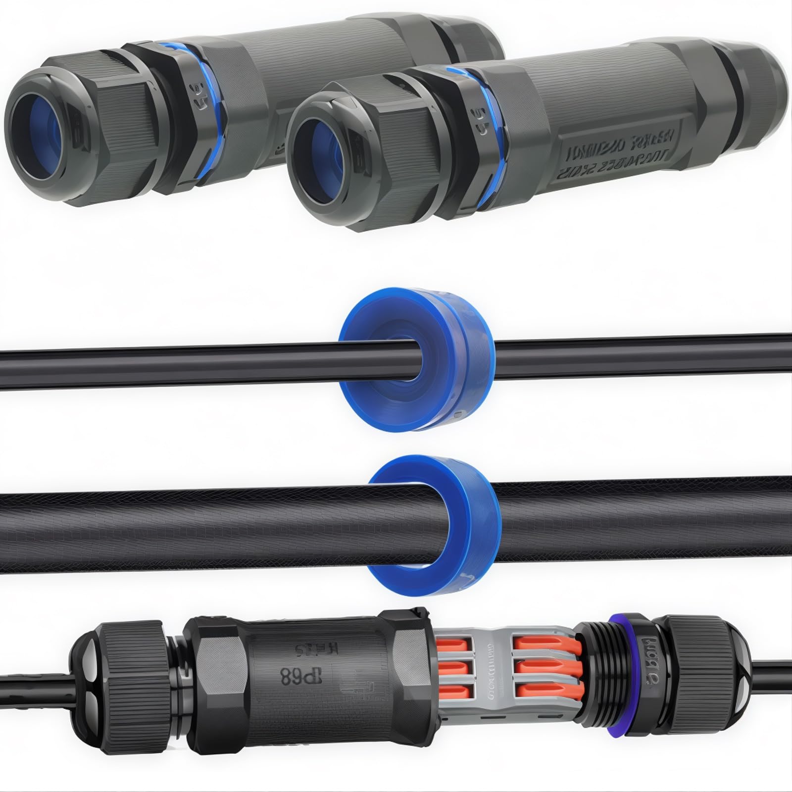 IP68 Cable Connector, CTRICALVER Extension Electrical Cable Coupler, Connector Cable Diameter Ø 6mm-12mm, 2
IP68 Cable Connector, CTRICALVER Extension Electrical Cable Coupler, Connector Cable Diameter Ø 6mm-12mm, 2