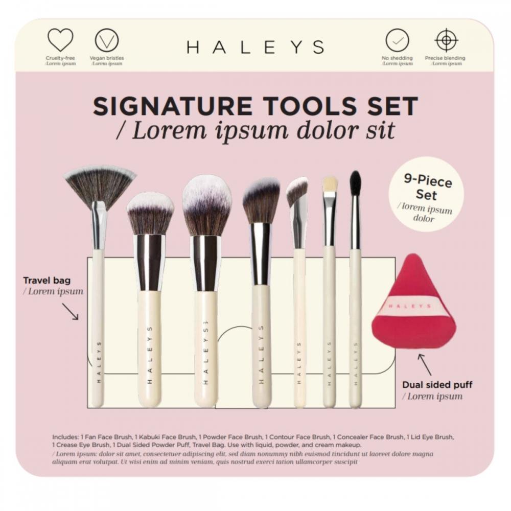 Haleys Makeup Brush Set 7 Brushes + 1 Puff + 1 Case
Haleys Makeup Brush Set 7 Brushes + 1 Puff + 1 Case