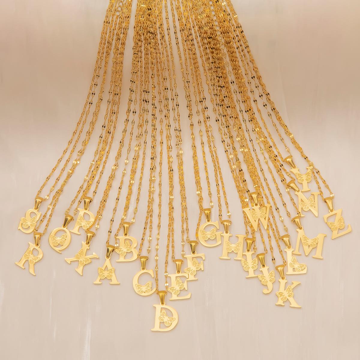 Creative Personality Butterfly Initial Alphabet Pendant Necklace for Women Gold Plated 26 Letter A-Z Stainless Steel Choker 2025 A
Creative Personality Butterfly Initial Alphabet Pendant Necklace for Women Gold Plated 26 Letter A-Z Stainless Steel Choker 2025 A