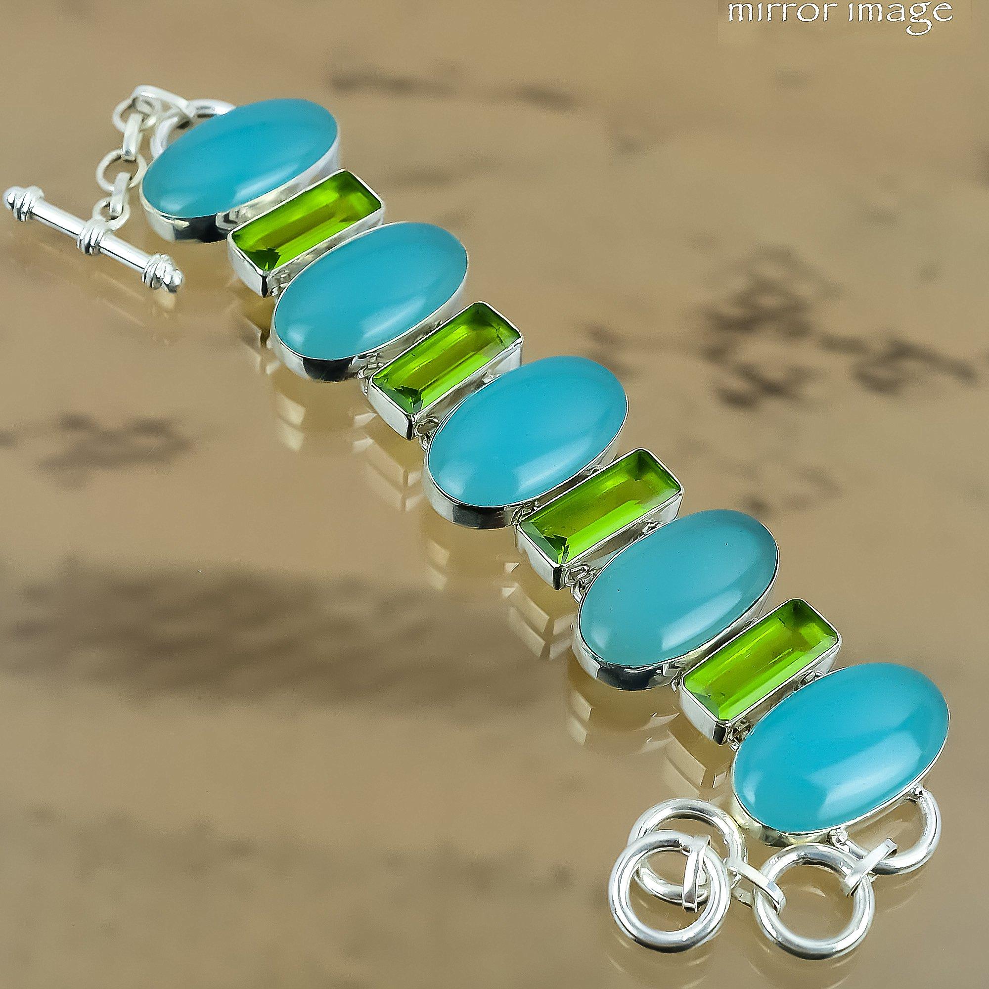 Natural Green Chalcedony Gemstone Chain Adjustable Bracelet 925 Silver For Women Adjustable
Natural Green Chalcedony Gemstone Chain Adjustable Bracelet 925 Silver For Women Adjustable