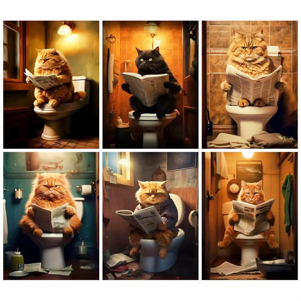 Diamond Painting Animal Diy Full Mosaic Cat Toilet Reading Newspaper Arts Rhinestone Pictures Bathroom Wall Decor Set Round 20x30cm
Diamond Painting Animal Diy Full Mosaic Cat Toilet Reading Newspaper Arts Rhinestone Pictures Bathroom Wall Decor Set Round 20x30cm