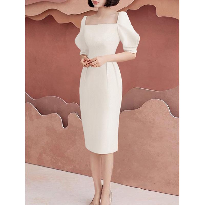 2020 French Socialite Style Square Neck Puff Sleeve High Waist Slimming White Evening Dress M чорний
2020 French Socialite Style Square Neck Puff Sleeve High Waist Slimming White Evening Dress M чорний