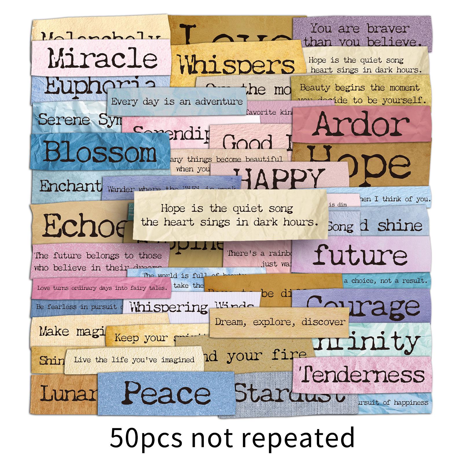 50pcs Vintage English Paper Note Stickers: Cute & Creative Designs for Thermos, Guitar, and Water Cup
50pcs Vintage English Paper Note Stickers: Cute & Creative Designs for Thermos, Guitar, and Water Cup
