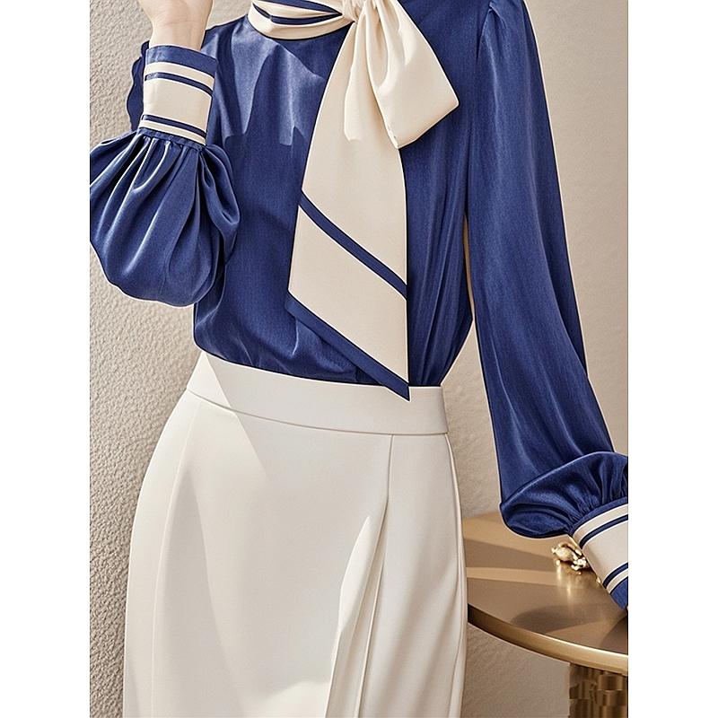French Bow Tie Long Sleeve Button Shirt for Women Spring and Autumn New Temperament Cardigan Top 4XL темно-синього кольору
French Bow Tie Long Sleeve Button Shirt for Women Spring and Autumn New Temperament Cardigan Top 4XL темно-синього кольору