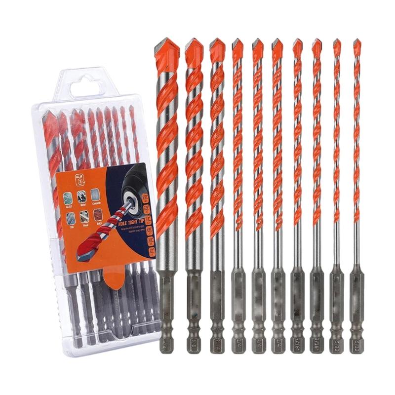 10Pcs Carbide Masonry Drill Bit Set with 1/4inch Hexagonal Shank for Concrete Cement Tile Glass Brick Plastic 4mm-12mm Size 1
10Pcs Carbide Masonry Drill Bit Set with 1/4inch Hexagonal Shank for Concrete Cement Tile Glass Brick Plastic 4mm-12mm Size 1