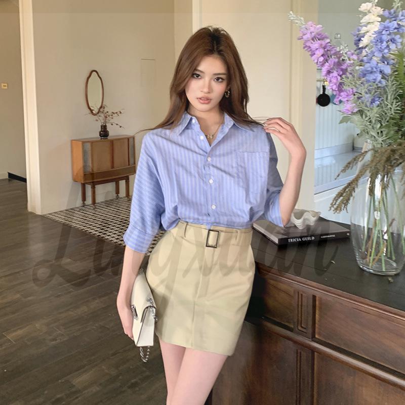 2026 Spring/Summer Striped Shirt Dress - Women s Slim Fit, Waist-Cinched, Color Block Design Small
2026 Spring/Summer Striped Shirt Dress - Women s Slim Fit, Waist-Cinched, Color Block Design Small