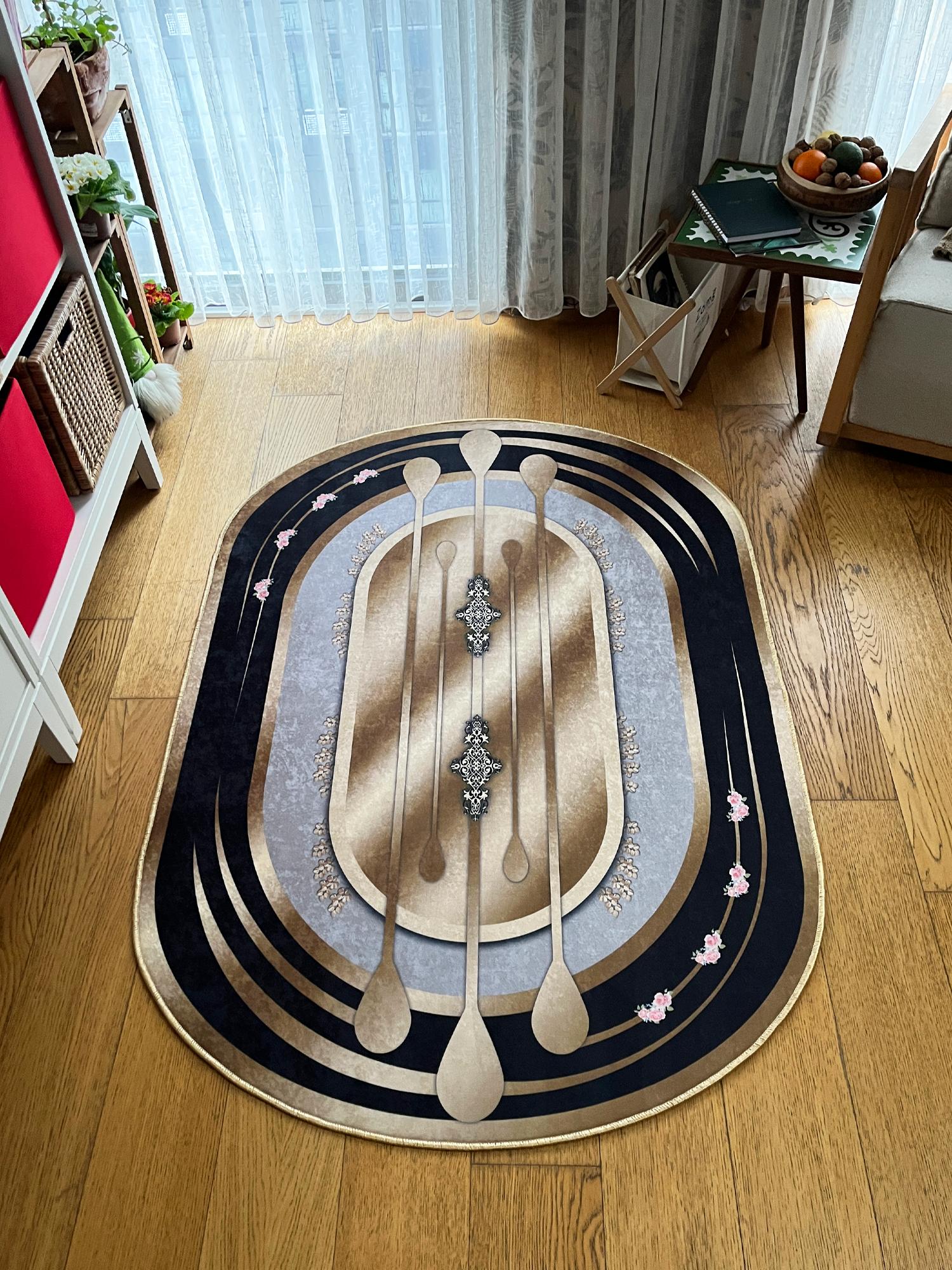 EPeddler Home Современный узор из черного золота Цифровая печать Моющееся нескользящее точечное основание Овальное новое поколение Ковер для гостиной, кухни, прихожей и дорожка 50 x 80 
EPeddler Home Современный узор из черного золота Цифровая печать Моющееся нескользящее точечное основание Овальное новое поколение Ковер для гостиной, кухни, прихожей и дорожка 50 x 80