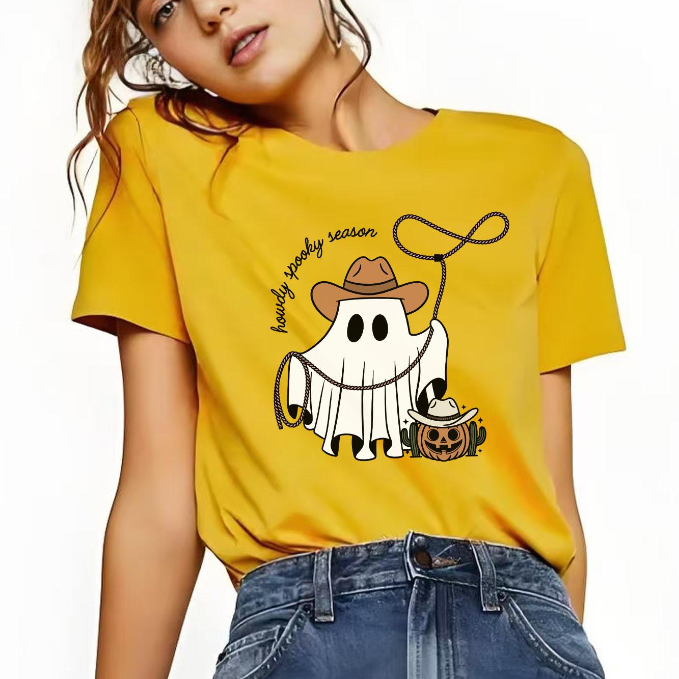 Cowboy BOO printed Tshirt casual short sleeved suitable for all seasons fashionable and versatile Womens Tshirt 4XL
Cowboy BOO printed Tshirt casual short sleeved suitable for all seasons fashionable and versatile Womens Tshirt 4XL