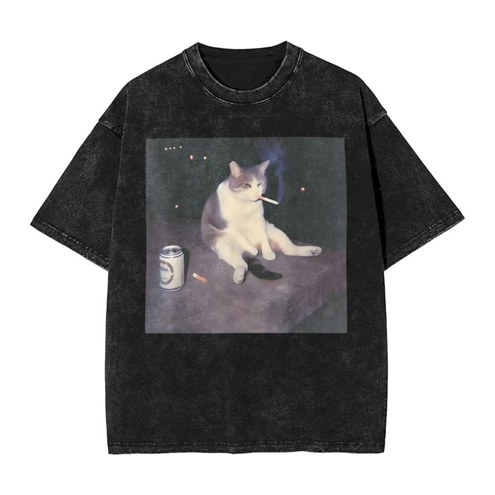 Funny Smoking Cat Meme Washed T Shirts Summer Aesthetic T-Shirts Cotton Harajuku Tee Shirt for Male Short-Sleeved Loose Clothing 2XL
Funny Smoking Cat Meme Washed T Shirts Summer Aesthetic T-Shirts Cotton Harajuku Tee Shirt for Male Short-Sleeved Loose Clothing 2XL