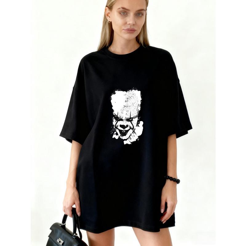 Oversized T Shirt Black Clown Face Graphic Print Casual Streetwear Style For Women XXXXL чорний
Oversized T Shirt Black Clown Face Graphic Print Casual Streetwear Style For Women XXXXL чорний