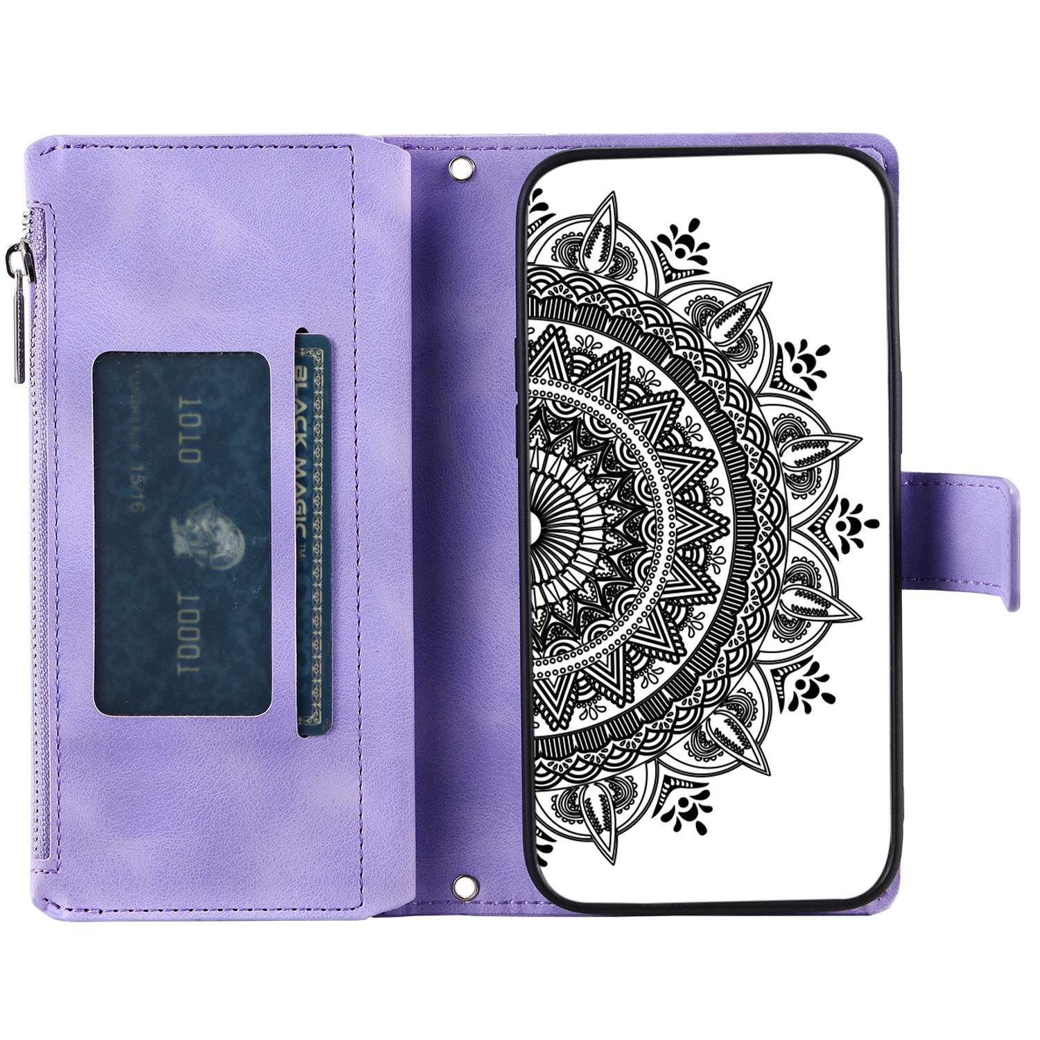 Cell Phone Cover For iPhone 11 Pro Max 6.5 inch,Mandala Flower Imprinted Zipper Pocket Wallet Stand Multiple Card Slots Phone Case with Strap Purple
Cell Phone Cover For iPhone 11 Pro Max 6.5 inch,Mandala Flower Imprinted Zipper Pocket Wallet Stand Multiple Card Slots Phone Case with Strap Purple