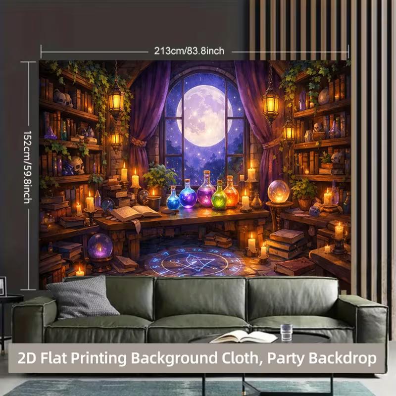 2D Halloween Wizard Study Background Cloth, Magic Potion & Moon Backdrop 47.2x31.5inch/120*80cm
2D Halloween Wizard Study Background Cloth, Magic Potion & Moon Backdrop 47.2x31.5inch/120*80cm