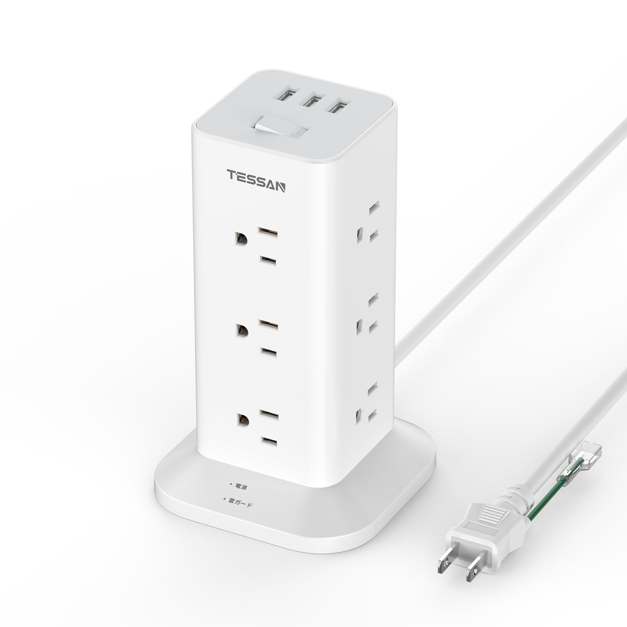 Power Tap Tower Подовжувач 2 м TESSAN 12 розеток змінного струму 3 USB-порти OA Tap Table Tap Octopus Outlet Lightning Guard із землею Tower Type Power Tap 2
Power Tap Tower Подовжувач 2 м TESSAN 12 розеток змінного струму 3 USB-порти OA Tap Table Tap Octopus Outlet Lightning Guard із землею Tower Type Power Tap 2