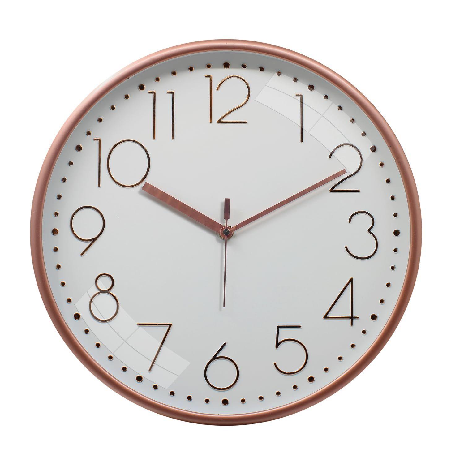 Embossed Metallic Analog Wall Clock, Silent Sweep, Numeric Time Indicator (12 Inches, Copper and White)
Embossed Metallic Analog Wall Clock, Silent Sweep, Numeric Time Indicator (12 Inches, Copper and White)