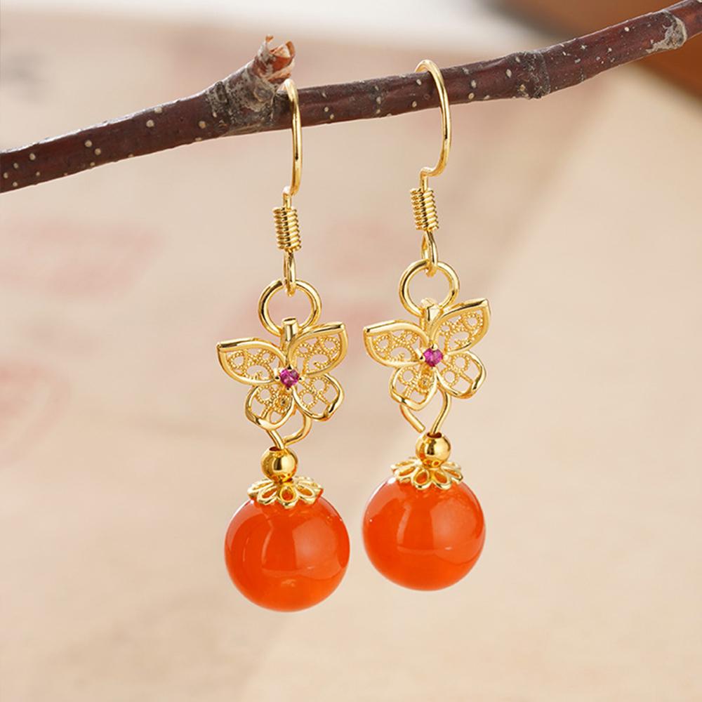 PANJBJ 925 Sterling Silve Nanhong Agate Drop Earring for Women Golden Butterfly Hollow Out Ethnic Zircon Gift Dropshipping
PANJBJ 925 Sterling Silve Nanhong Agate Drop Earring for Women Golden Butterfly Hollow Out Ethnic Zircon Gift Dropshipping