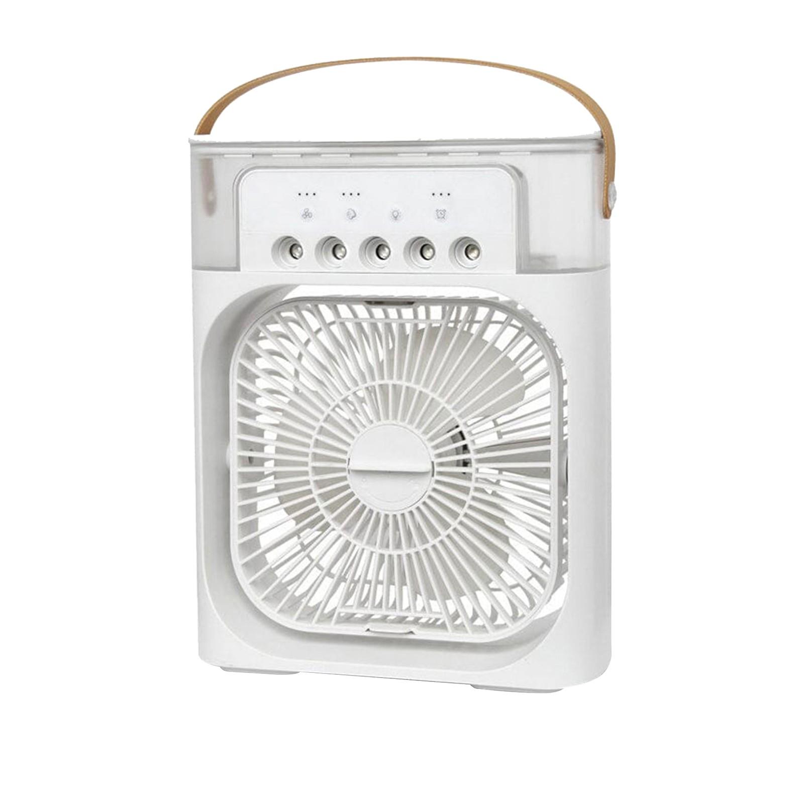Портативный вентилятор-кондиционер, испарительный охладитель с 7-цветной светодиодной подсветкой, таймером на 1/2/3 часа, 3 скоростями ветра и 3 режимами распыления для вашего стола или прикроватной тумбочки One Size