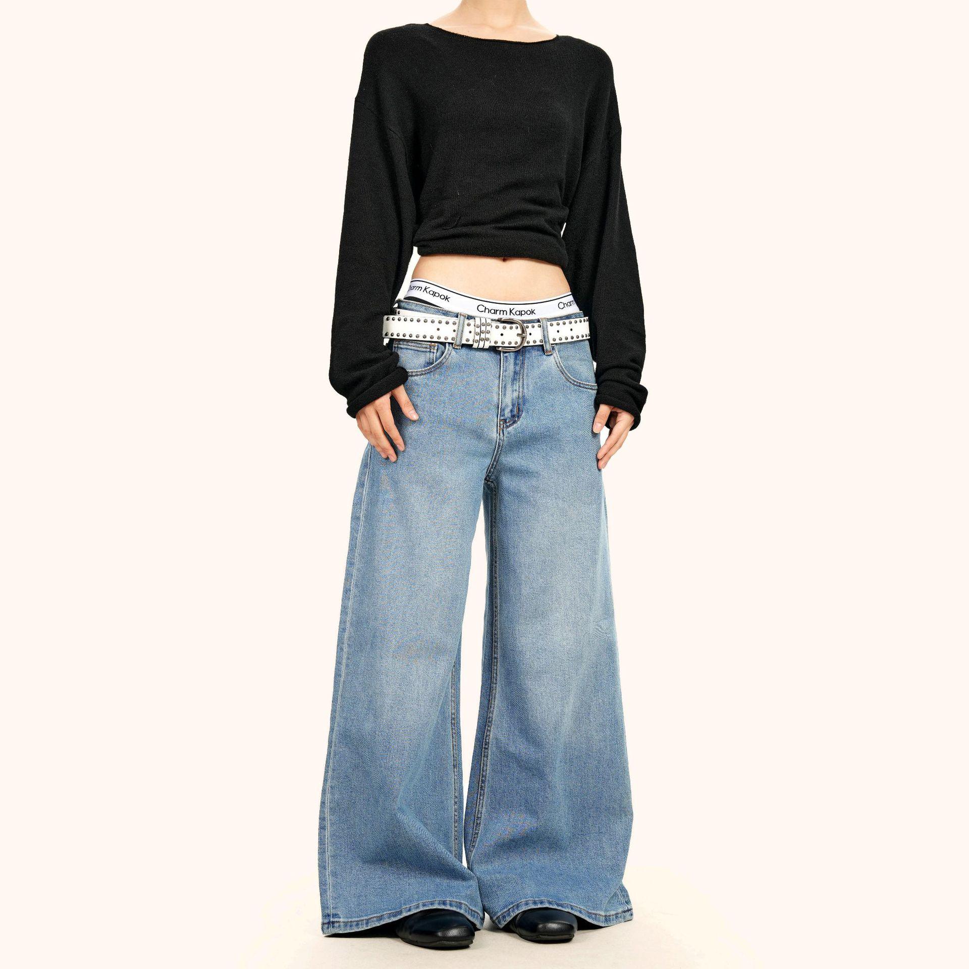 Yongfang Women s Retro Blue Wide-Leg Jeans - High Quality, Washed, Loose-Fit, Trendy Casual Pants L синий
Yongfang Women s Retro Blue Wide-Leg Jeans - High Quality, Washed, Loose-Fit, Trendy Casual Pants L синий
