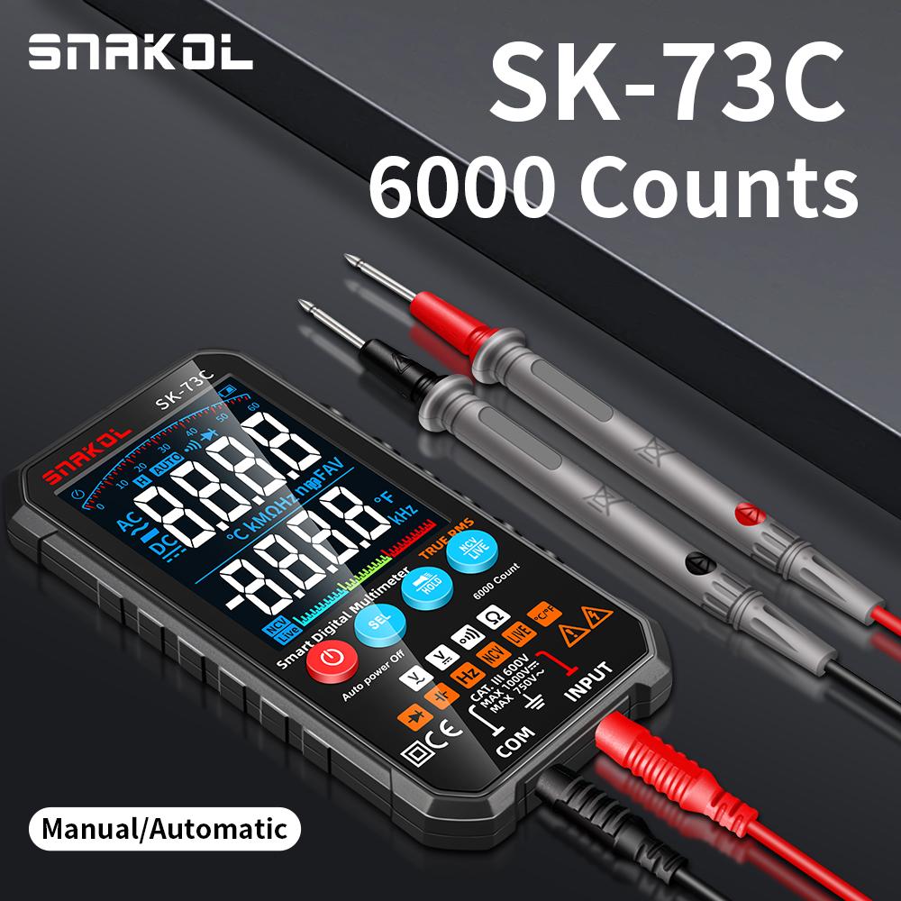 Snakol SK73C Міні-цифровий мультиметр Розумний тестер-електрик для постійного/змінного струму, ємність, Ом, Гц, NCV, професійний мультитестер
Snakol SK73C Міні-цифровий мультиметр Розумний тестер-електрик для постійного/змінного струму, ємність, Ом, Гц, NCV, професійний мультитестер