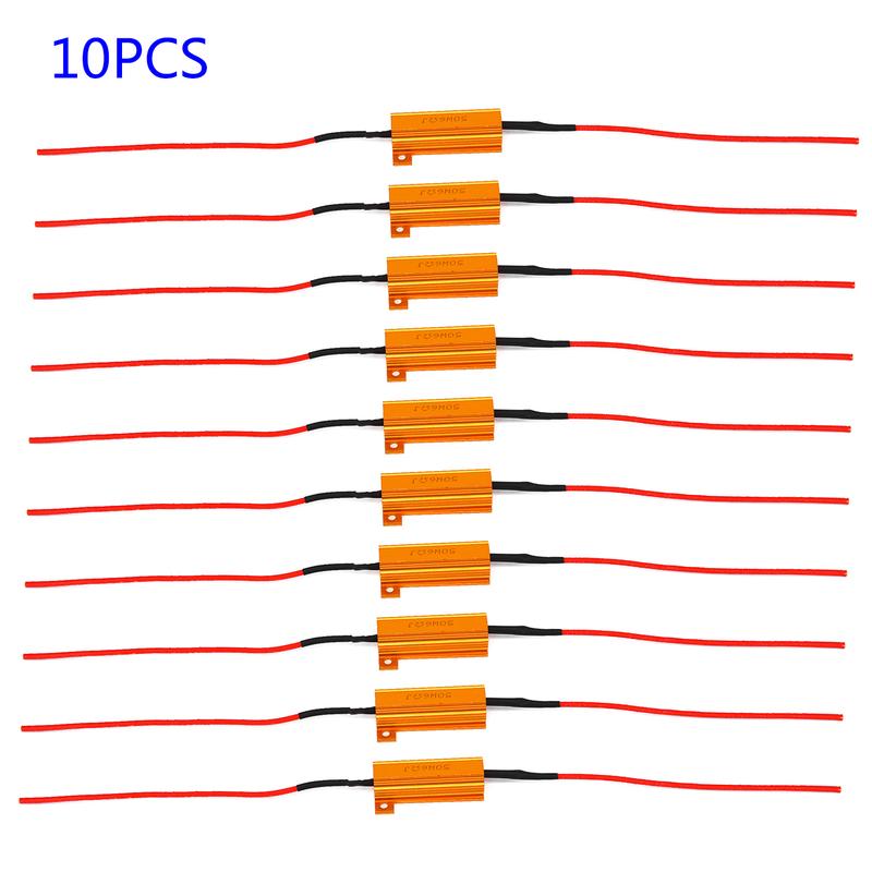 10Pcs PRO 10x50 W 6 Ohm LED Lamp Decoder Brake Light Fault Canceller Resistor Decoder Car Accessories For All Car Models
10Pcs PRO 10x50 W 6 Ohm LED Lamp Decoder Brake Light Fault Canceller Resistor Decoder Car Accessories For All Car Models