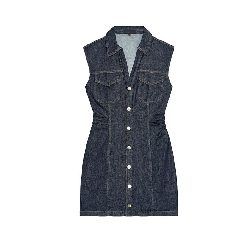 Summer New Product Women clothes French style Waist Hugging Design Pleat Decoration Denim Lapel Mini Dress 7484088 Blue L
Summer New Product Women clothes French style Waist Hugging Design Pleat Decoration Denim Lapel Mini Dress 7484088 Blue L
