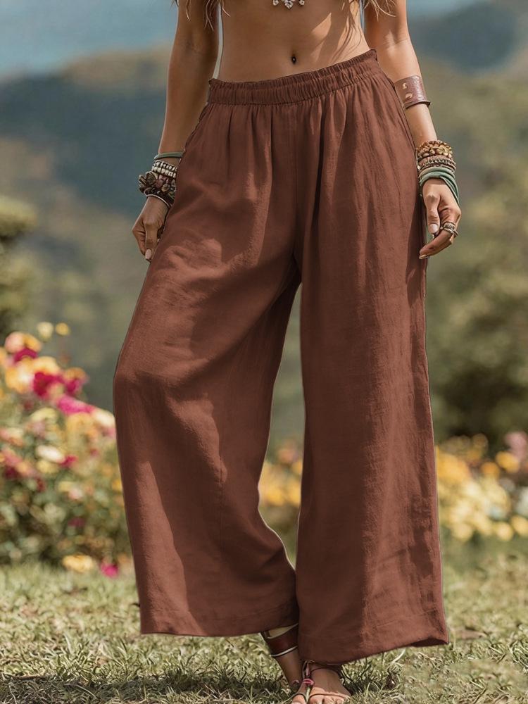 2026 Spring/Summer Elastic Waist Solid Color Cotton Linen Wide-Leg Women s Pants with Side Pocket XL світло-коричневого кольору
2026 Spring/Summer Elastic Waist Solid Color Cotton Linen Wide-Leg Women s Pants with Side Pocket XL світло-коричневого кольору