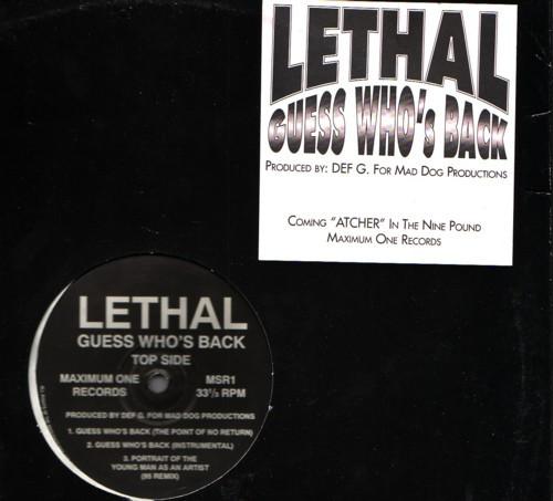 12inch Record LETHAL - Guess Who s Back MSR1 Maximum One Rec 1995 UK Rap & Hip-Hop/R&B Used
12inch Record LETHAL - Guess Who s Back MSR1 Maximum One Rec 1995 UK Rap & Hip-Hop/R&B Used