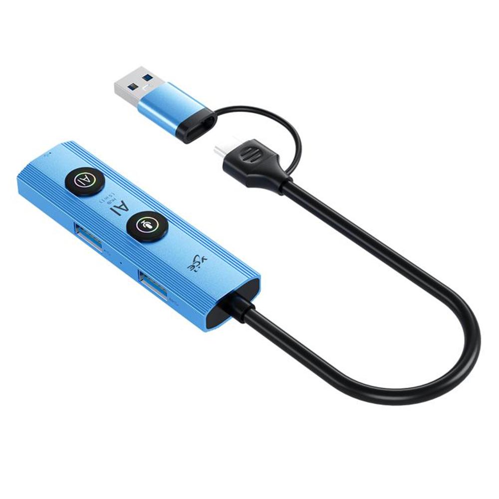 YCE V295B 5 in 1 USB 3.0/Type-C Dual Head Hub Multifunctional Voice Recognition Smart AI Expansion Dock Blue
YCE V295B 5 in 1 USB 3.0/Type-C Dual Head Hub Multifunctional Voice Recognition Smart AI Expansion Dock Blue