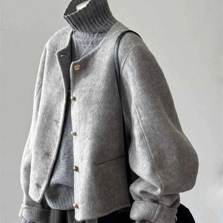 Korean Style Petite Gray Woolen Coat & Cashmere Two-Piece Set L (105-115 jin)
Korean Style Petite Gray Woolen Coat & Cashmere Two-Piece Set L (105-115 jin)