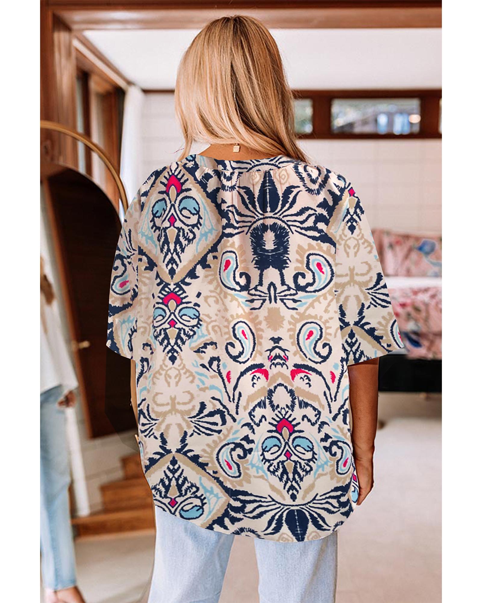 Azura Exchange White Abstract Printed Notched V Neck Split Half Sleeve Blouse XL білий
Azura Exchange White Abstract Printed Notched V Neck Split Half Sleeve Blouse XL білий