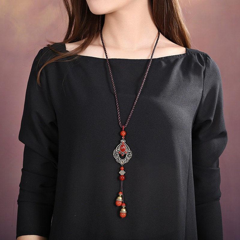 GEMCHIC Women s Vintage Ethnic Style Long Sweater Necklace with Red Beads and Alloy Pendant, Bohemian Tassel Chain Jewelry
GEMCHIC Women s Vintage Ethnic Style Long Sweater Necklace with Red Beads and Alloy Pendant, Bohemian Tassel Chain Jewelry